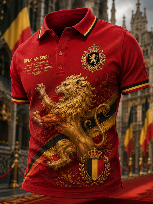 Polo à manches courtes pour homme avec imprimé patriotique commémoratif