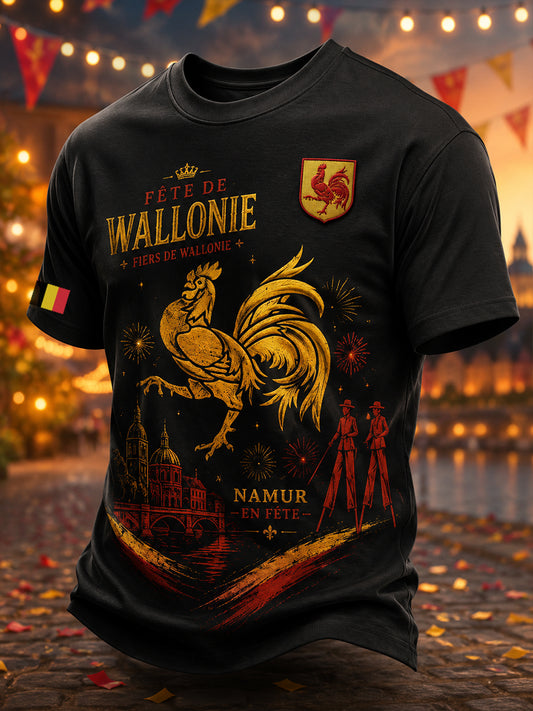 T-shirt homme à manches courtes au motif inspiré du festival folklorique wallon