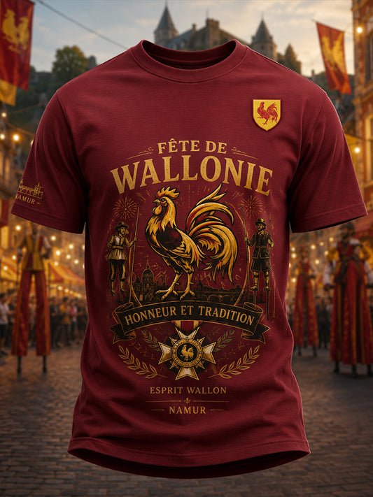 T-shirt homme à manches courtes au motif inspiré du festival folklorique wallon