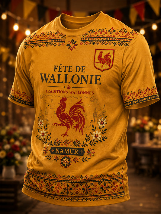 T-shirt homme à manches courtes au motif inspiré du festival folklorique wallon