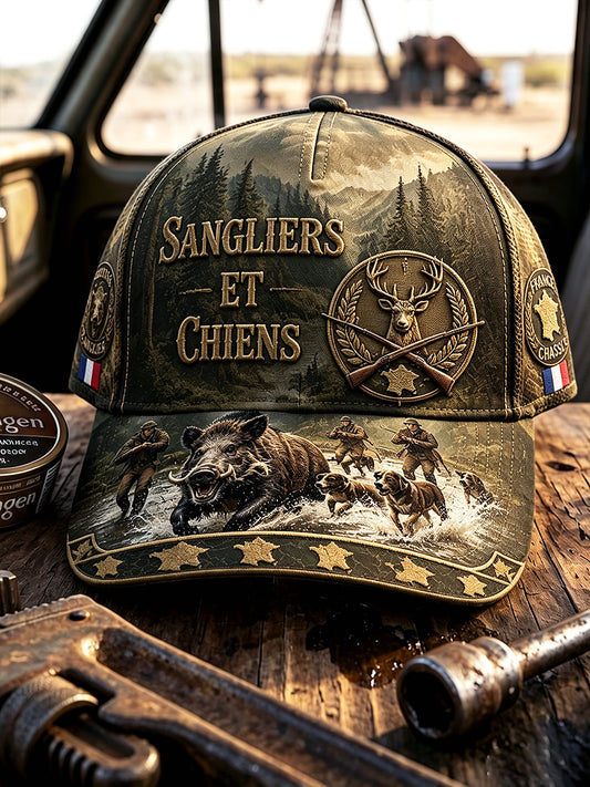 Chapeau décontracté rétro à motif de saison de chasse française