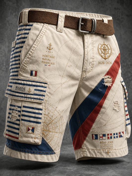 Short décontracté pour homme avec impression d’art de la Marine française