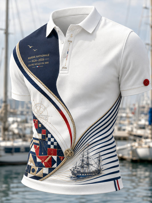 Chemise Homme Marine Française À Manches Courtes