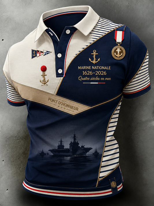 Chemise à manches courtes bleu marine pour homme