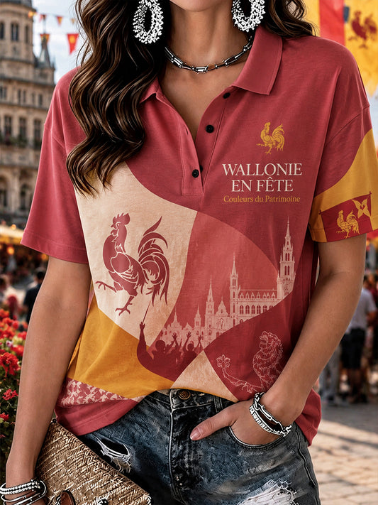 Polo à manches courtes Vallon Festival Themed Graphic Femme