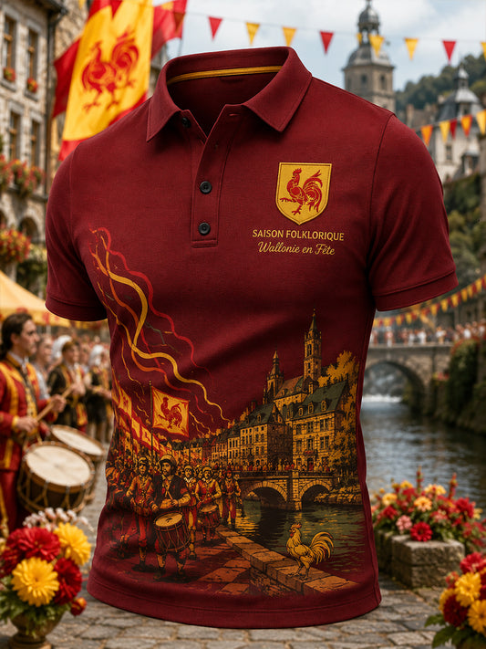 Polo à manches courtes et imprimé sur le thème du festival pour homme