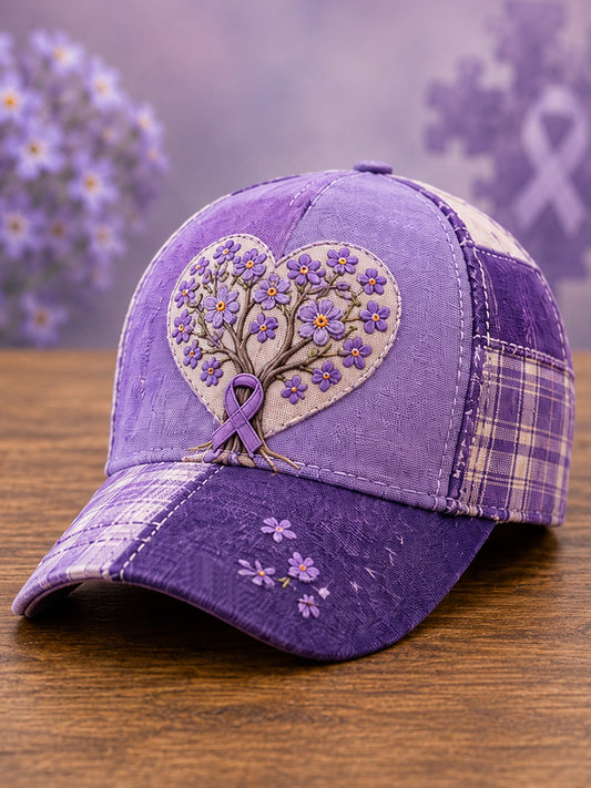 Chapeau de soutien unisexe violet imprimé floral Alzheimer