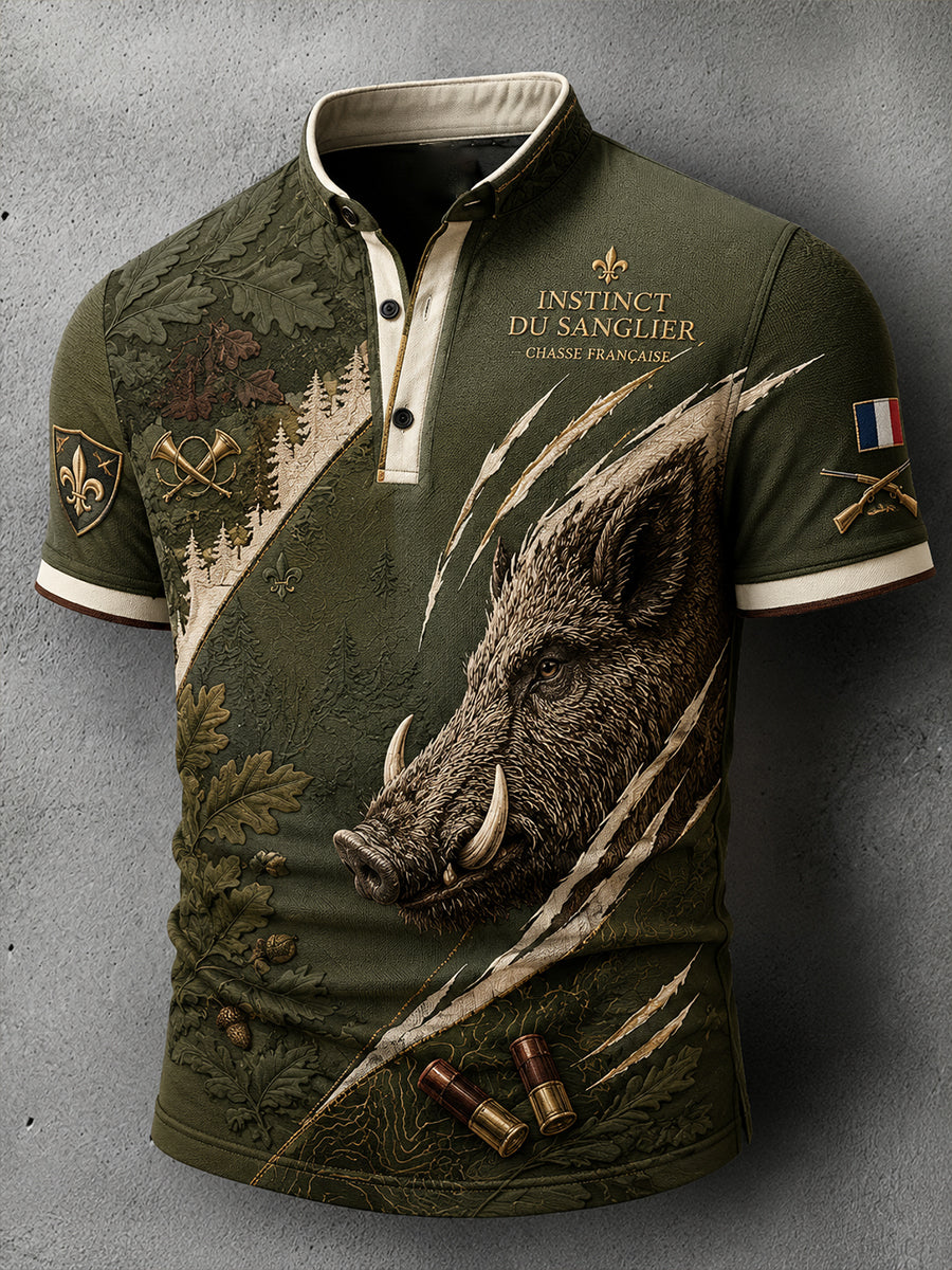 Polo court de chasse français pour homme