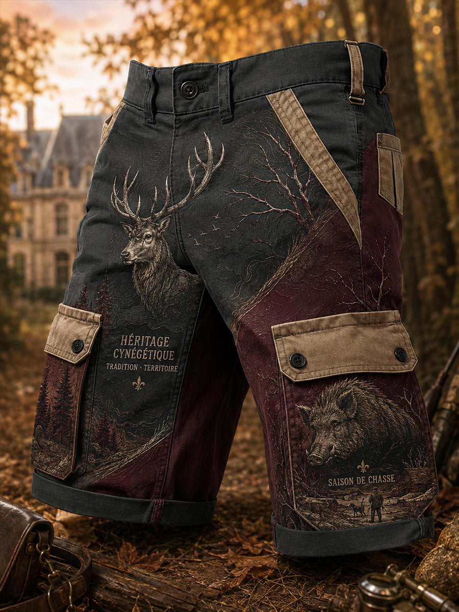 Shorts décontractés pour homme à motif chasse française