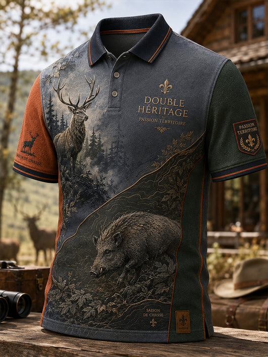 T-shirt manches courtes de saison de chasse française pour hommes