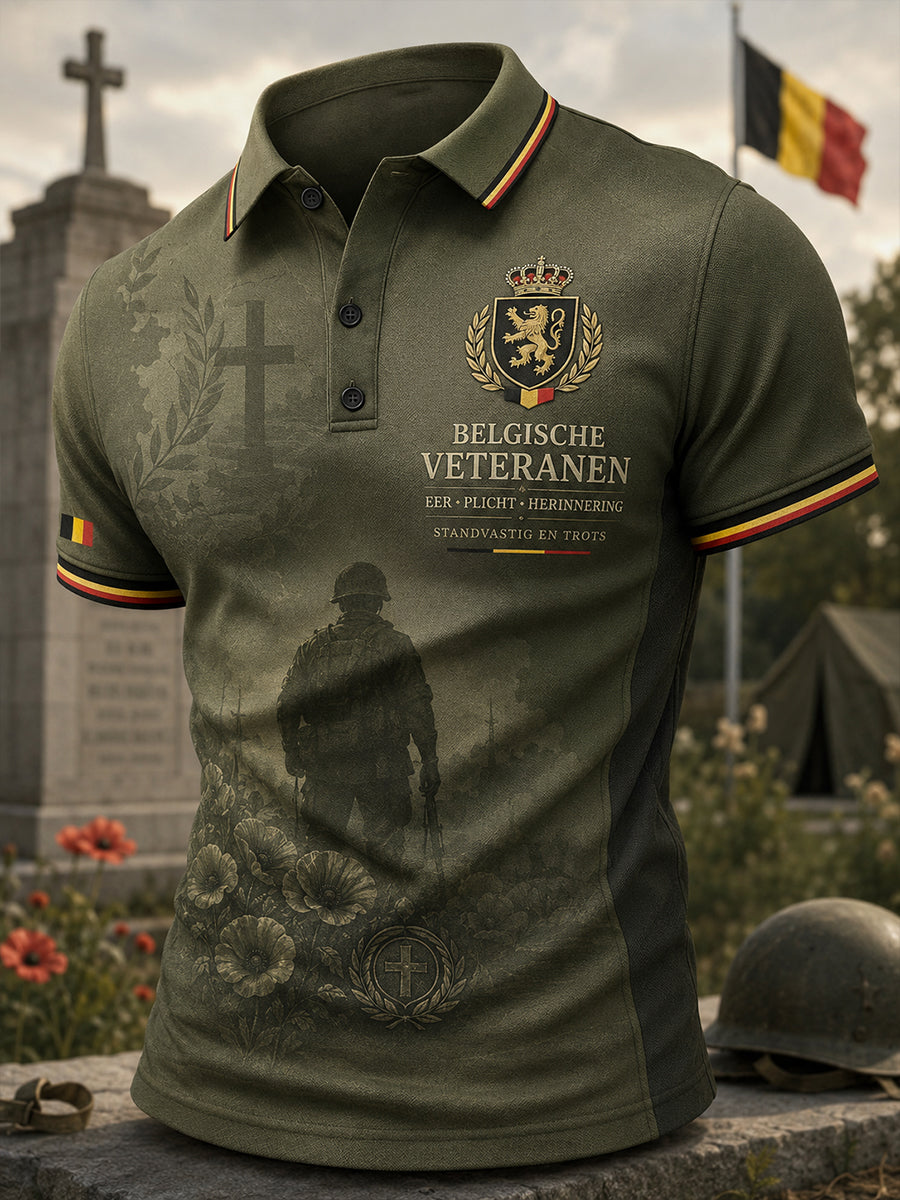 Polo à manches courtes pour homme avec imprimé graphique en hommage aux anciens combattants