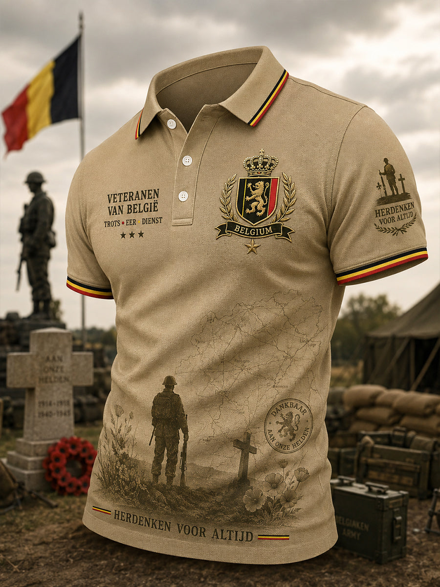 Polo à manches courtes pour homme avec imprimé graphique en hommage aux anciens combattants