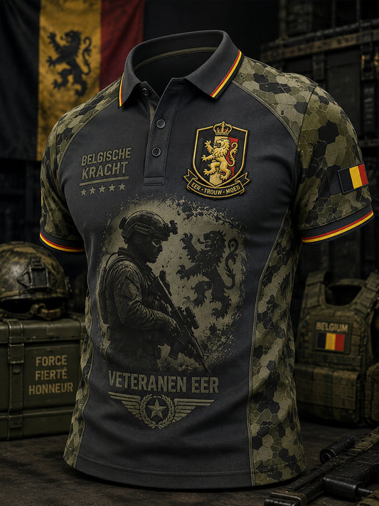 Polo Homme À Manches Courtes Imprimé Militaire Commémoratif