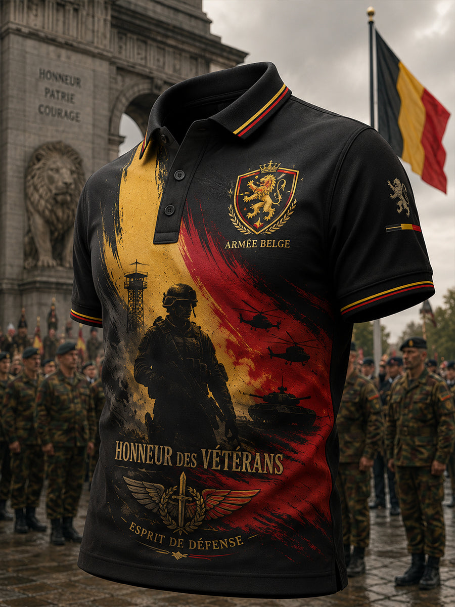 Polo à manches courtes pour homme avec imprimé commémoratif militaire