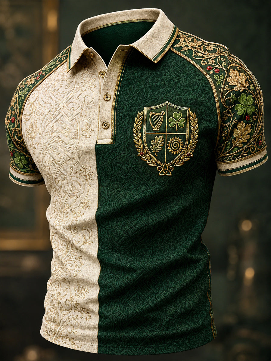 Men's Irish Patriotic  Art Print Polo Shirt