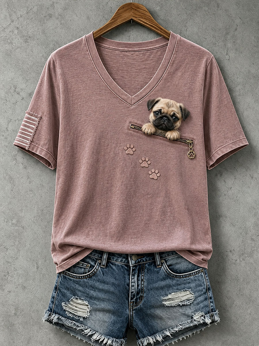 T-shirt adorable pour femmes avec carlin