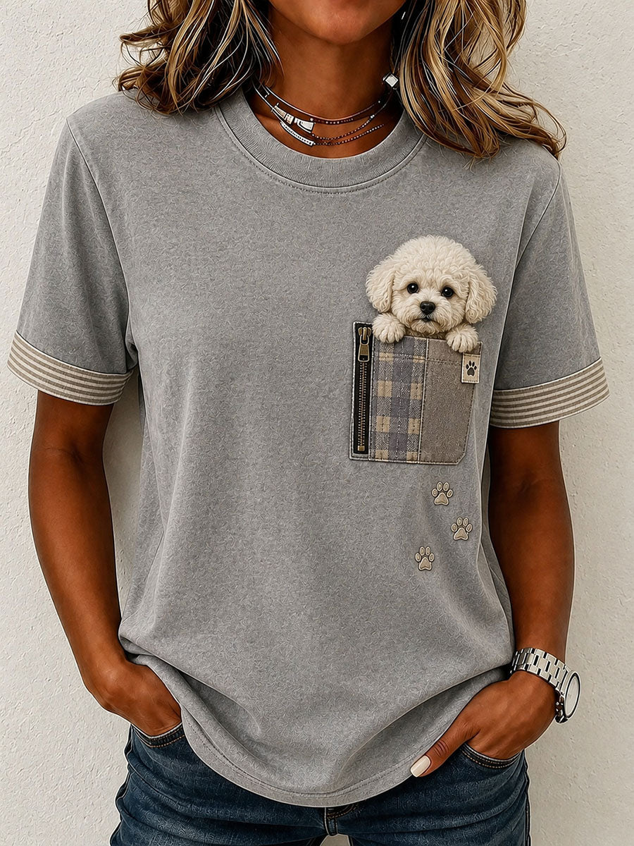 T-shirt adorable pour femme avec motif caniche