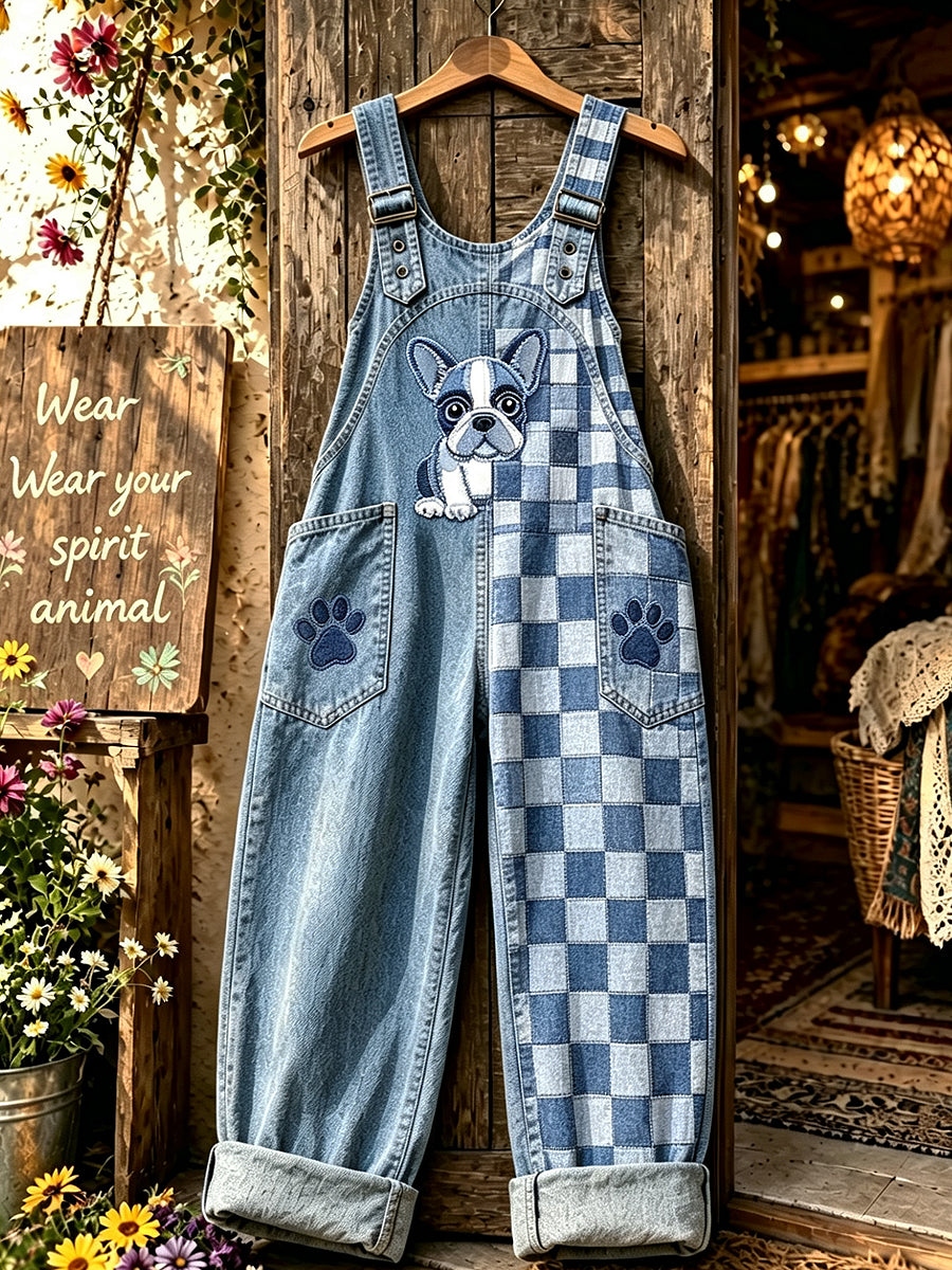 Pantalon à Sangle Imprimé Animal Dog Art Femme