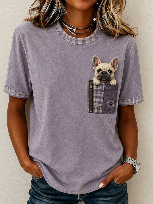 T-shirt féminin adorable au motif de bouledogue français