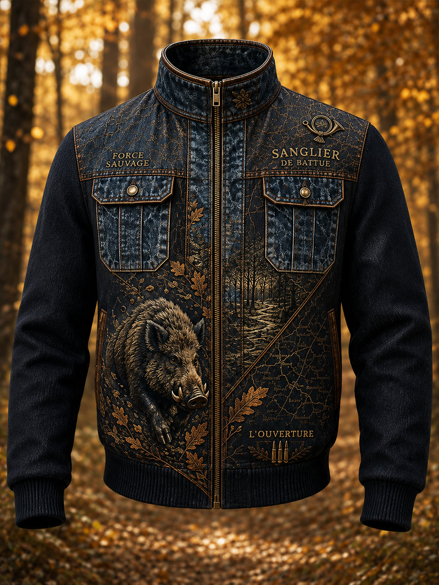 Veste en patchwork de chasse pour homme, style français