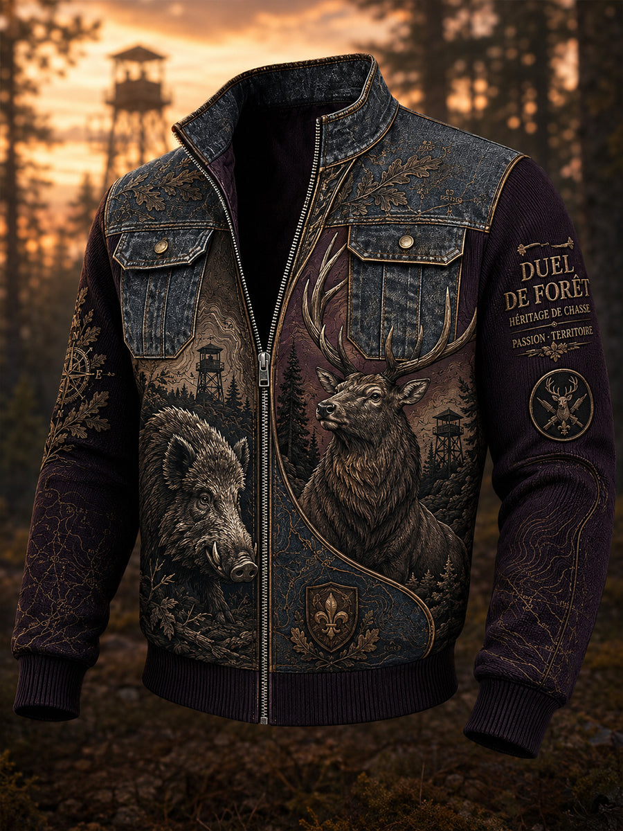 Veste en patchwork de chasse pour homme, style français