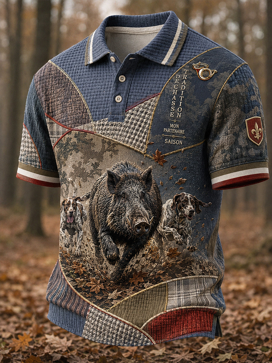 Chemise française de chasse à manches courtes pour homme