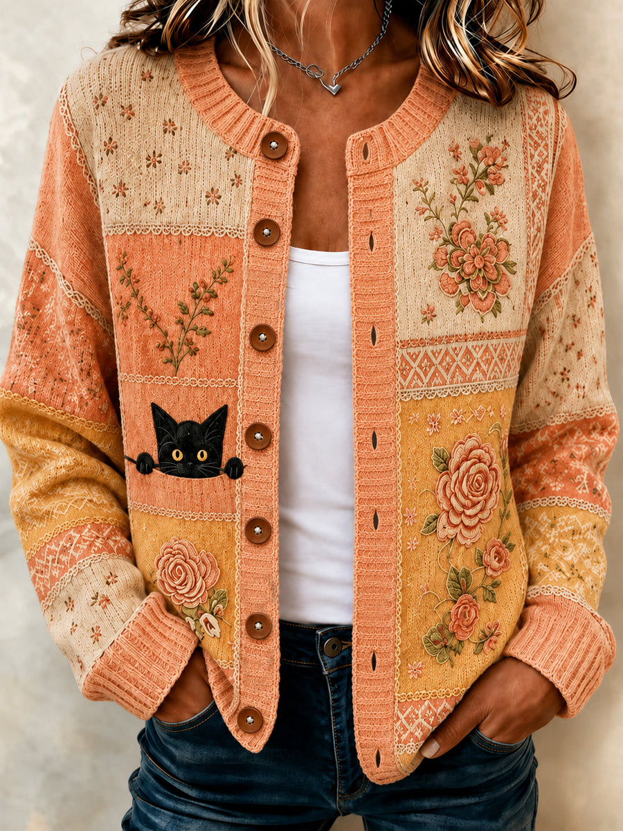 Cardigan décontracté pour femme à imprimé animalier artistique