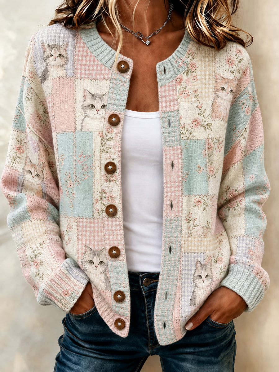 Cardigan décontracté pour femme à imprimé animalier artistique