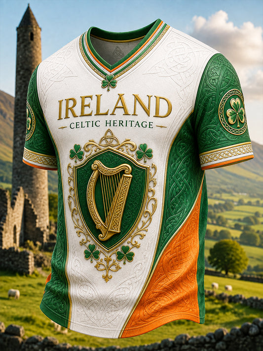 Men's Irish Patriotic  V-neck T-shirt