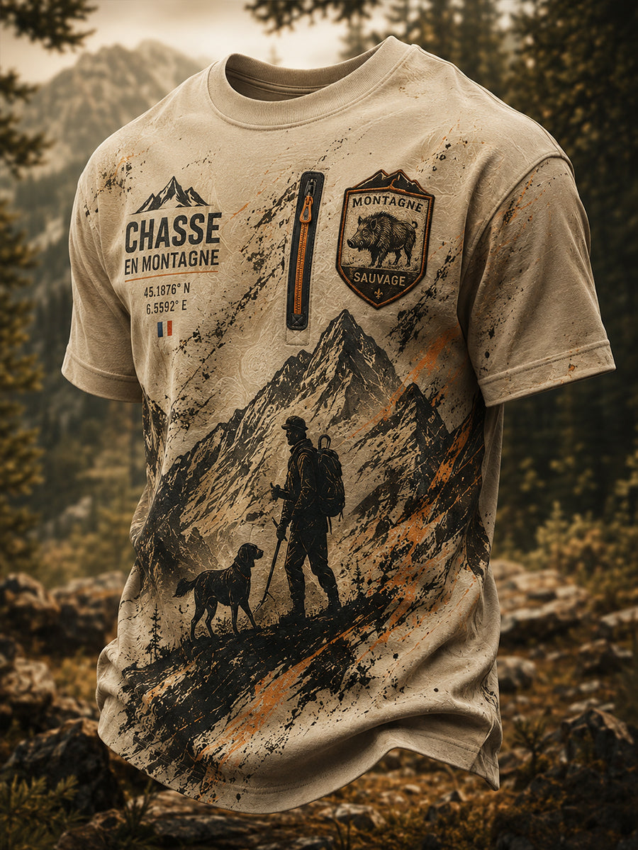 T-shirt manches courtes de chasse à la française pour hommes