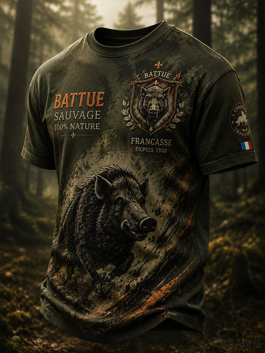 T-shirt manches courtes de chasse à la française pour hommes