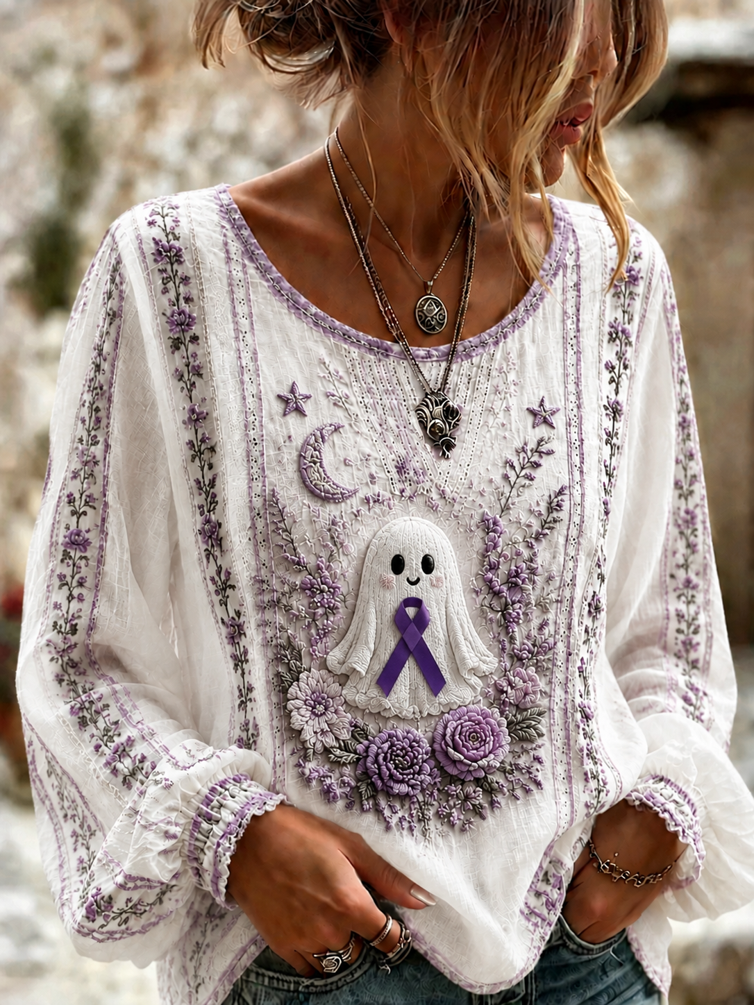 Chemise en coton-lin de sensibilisation à la maladie d’Alzheimer chez les femmes