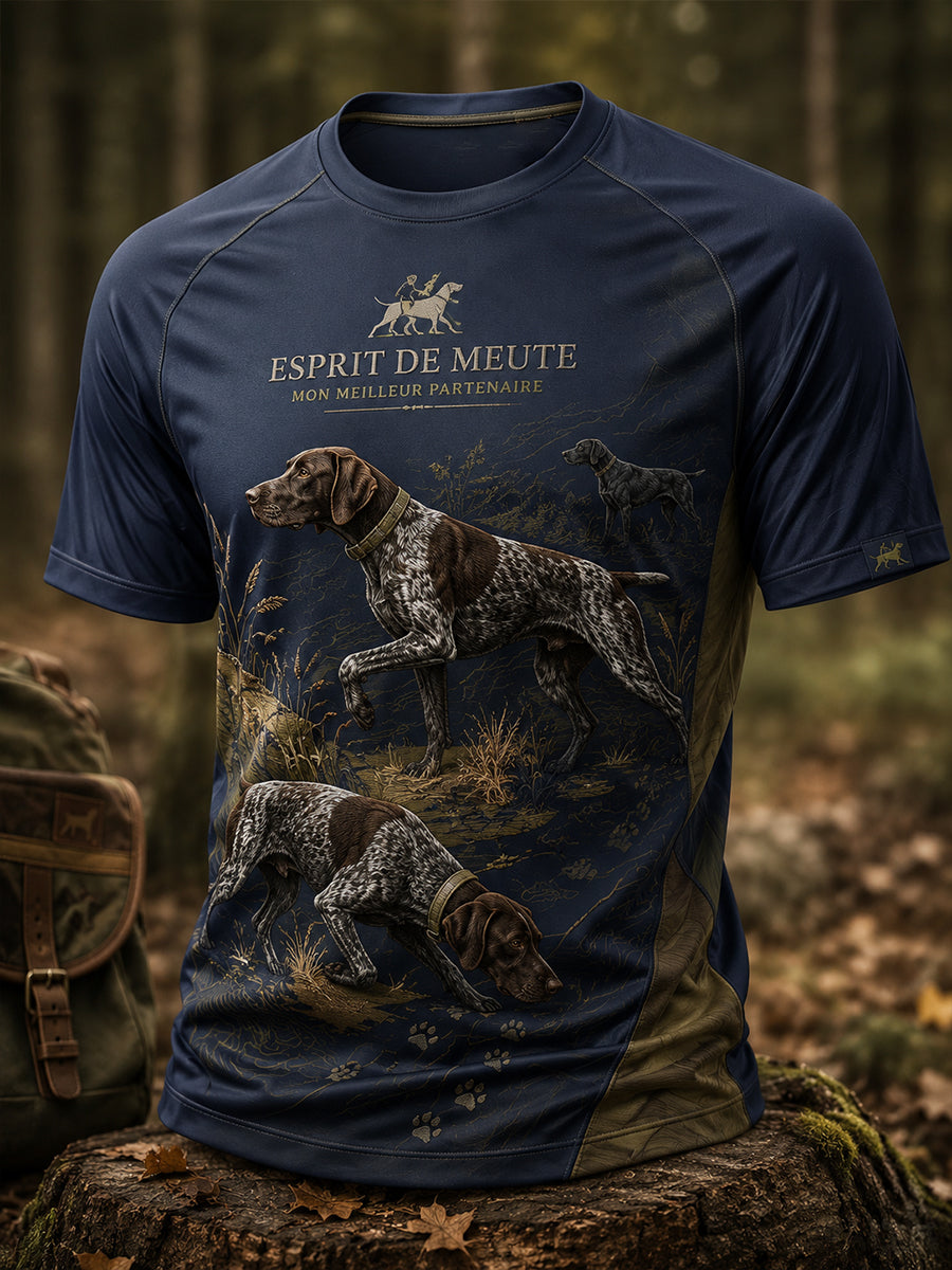 T-shirt manches courtes de saison de chasse française pour hommes