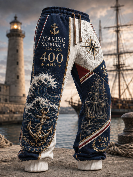 Pantalons de survêtement décontractés pour homme, imprimé marine française