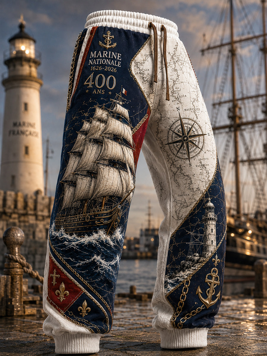 Pantalons de survêtement décontractés pour homme, imprimé marine française