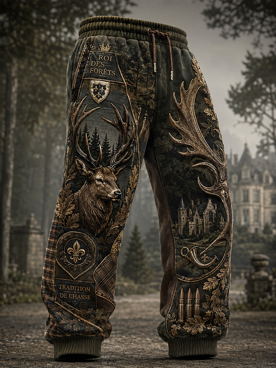 Pantalons de survêtement décontractés pour homme, imprimé saison de chasse française