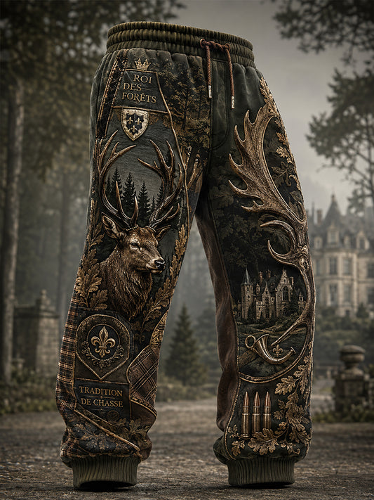 Pantalons de survêtement décontractés pour homme, imprimé saison de chasse française
