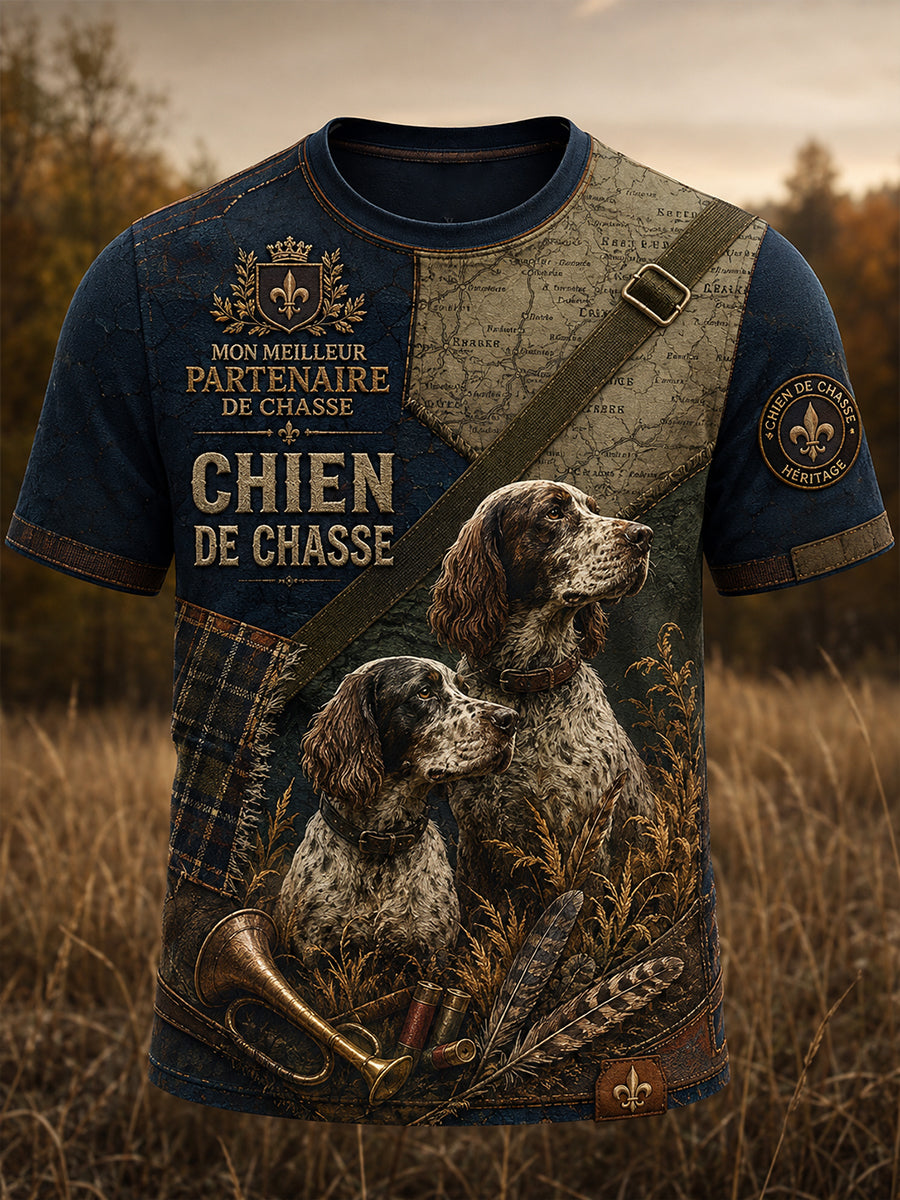 Chemise française de chasse à manches courtes pour homme
