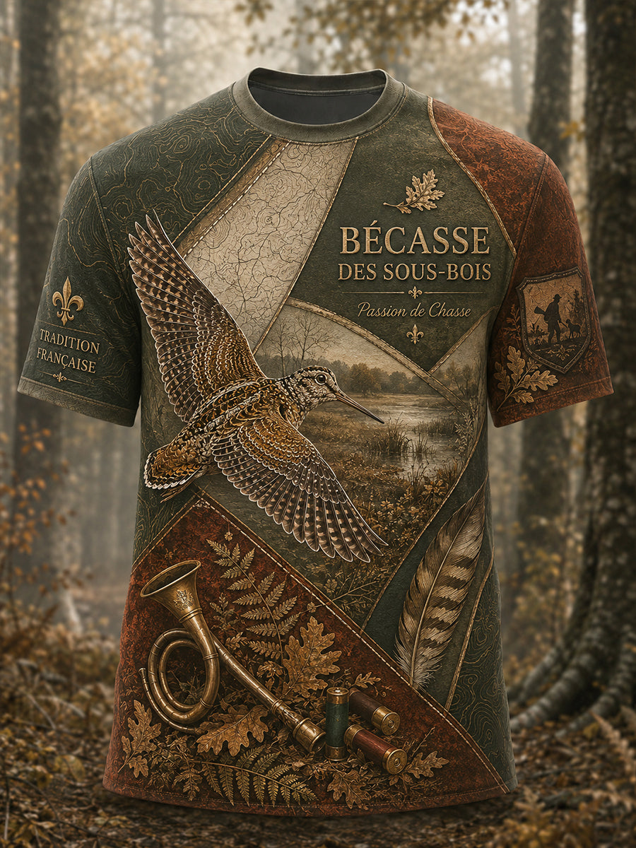 T-shirt manches courtes de chasse à la française pour hommes
