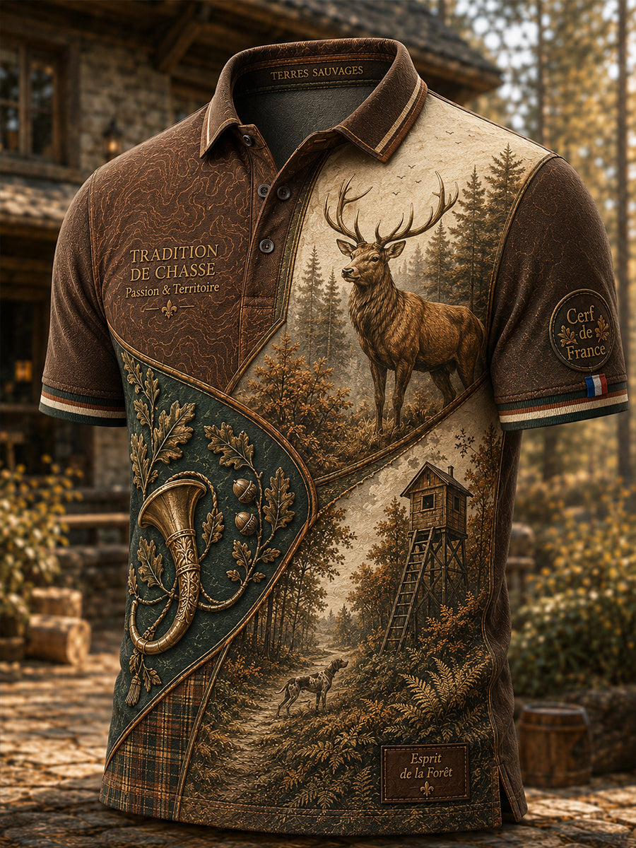 T-shirt manches courtes de chasse à la française pour hommes