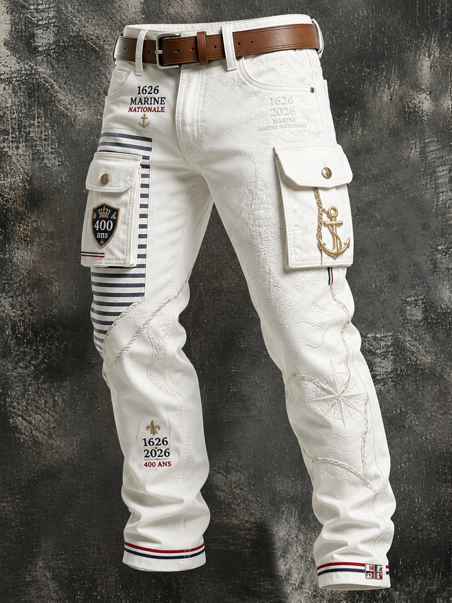 Pantalon de travail décontracté bleu marine pour homme