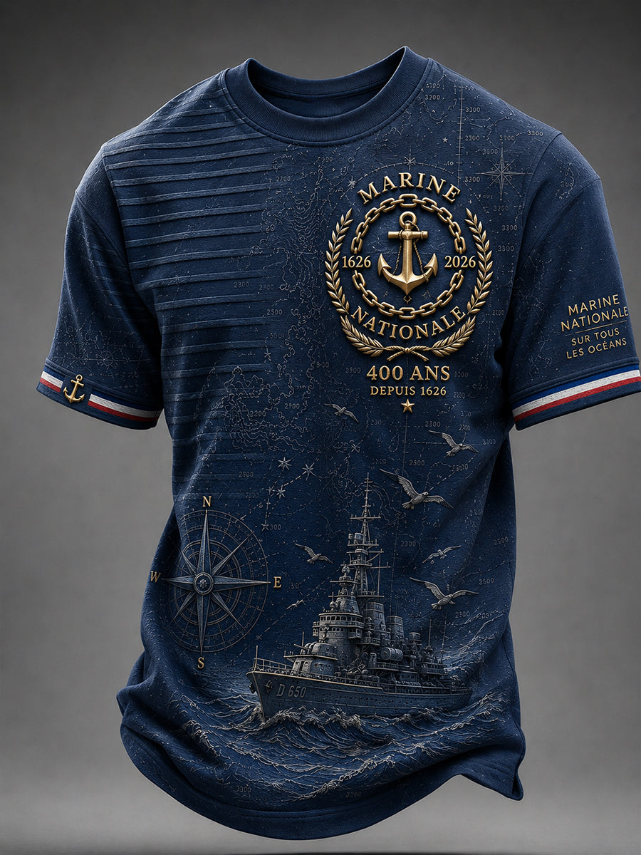 T-shirt manches courtes bleu marine pour homme