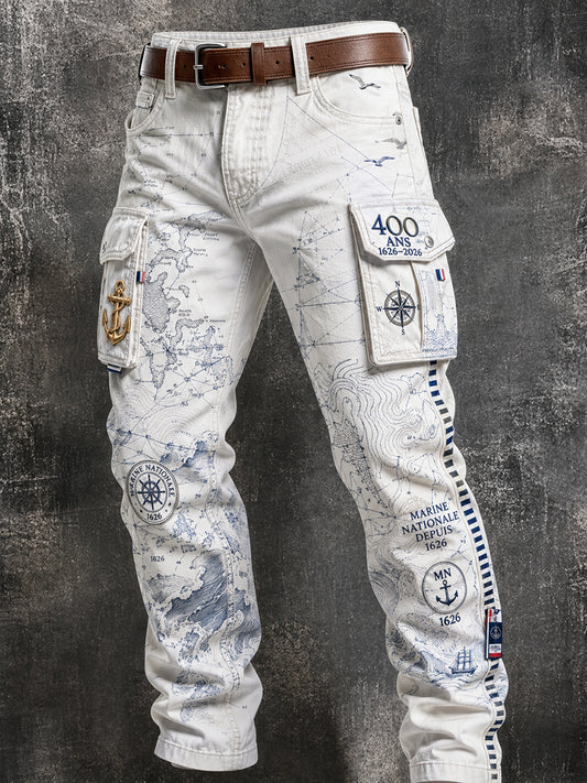 Pantalon de travail décontracté bleu marine pour homme