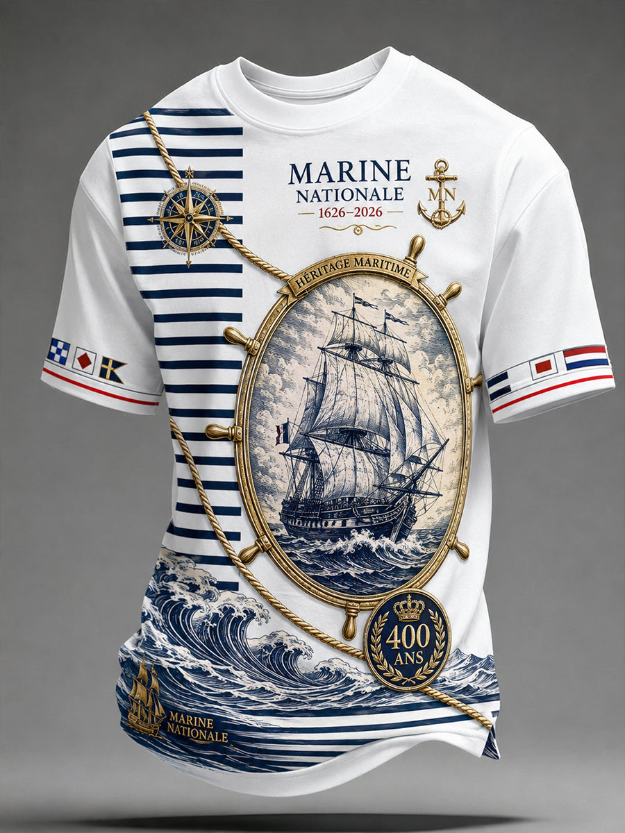 T-shirt manches courtes bleu marine pour homme
