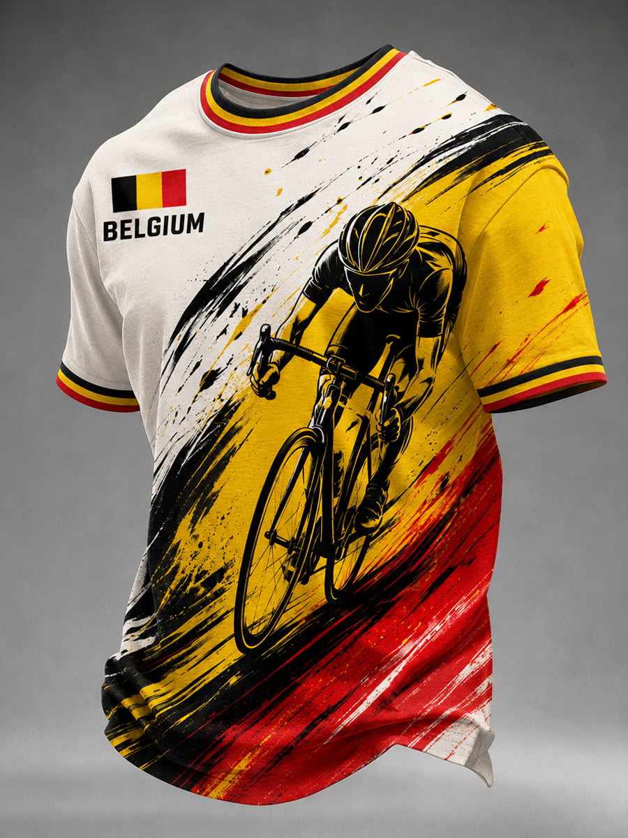 T-shirt homme Belge de cyclo-cross, imprimé vintage, à la mode, ample à manches courtes