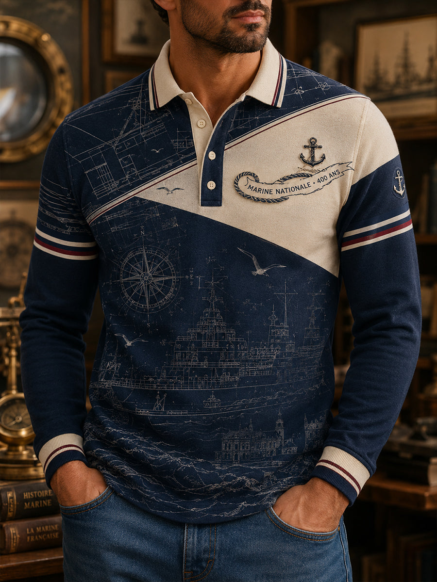 Chemise à manches longues de la Marine française pour homme