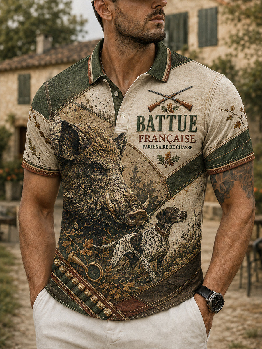 Chemise française de chasse à manches courtes pour homme