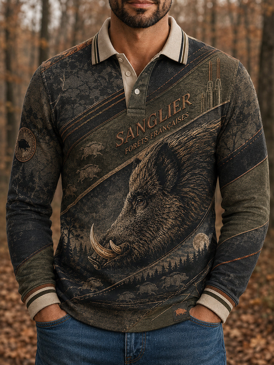 Chemise à manches longues pour la saison de chasse française, modèle homme