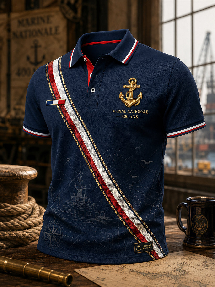 Chemise Homme Marine Française À Manches Courtes