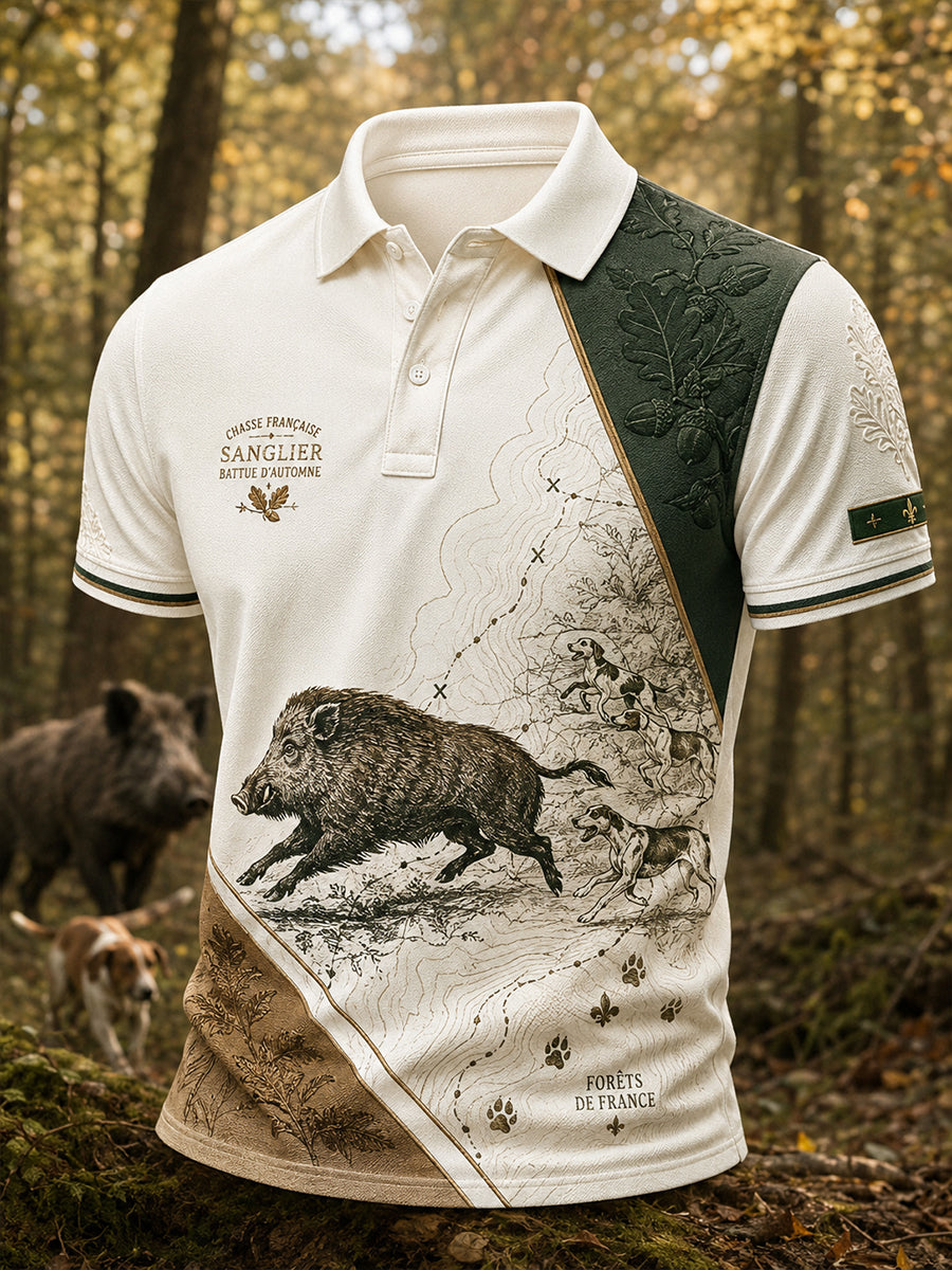Chemise française de chasse à manches courtes pour homme